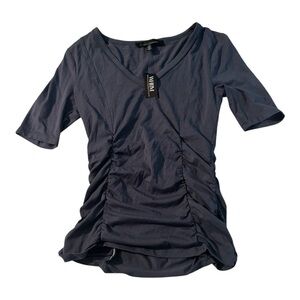WhiteHouse BlackMarket Women's Blue ruched Top